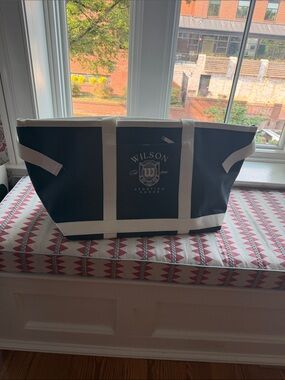 Wilson Navy Duffel Tote with Cream Straps